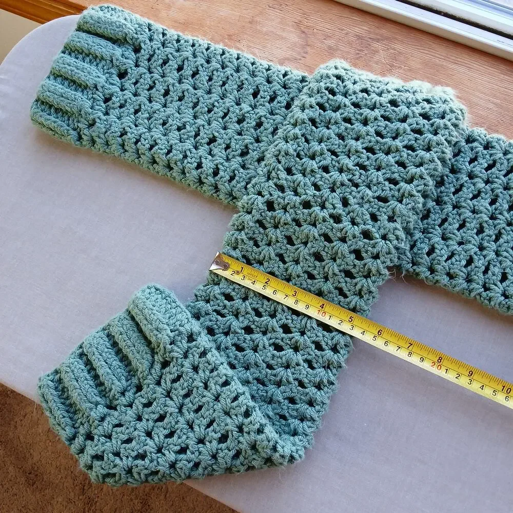 Fern Green Leg Warmers OSFM crochet warm thick chunky over knee dance premade
